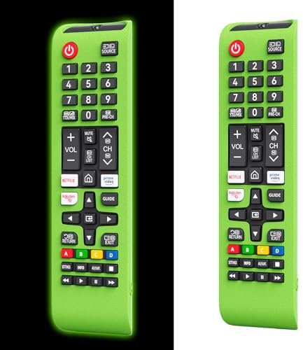 Custodia in silicone per telecomando Samsung TV Glow in The Dark, cover remota per telecomando Samsung Smart TV BN59-01301A Bn59-01315A Bn59-01199F (verde brillante) - 【2 confezioni】