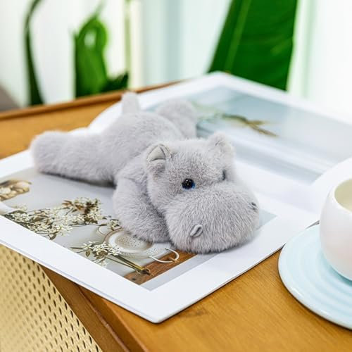 AQCQDQ Nilpferd Kuscheltier, Nilpferd Stofftier, Simuliertes Tier Nilpferd Plüschtier, Weich Hippo Puppe Nilpferd Plüsch Anhänger Geschenke für Kinder und Erwachsene (22cm)