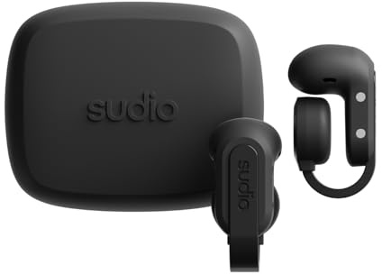 sudio B3 True Wireless Kopfhörer Kabellos Bluetooth 6.0 | Offene Clip-On Earpods | Multipoint Verbindung | 30h Spielzeit | Touch Steuerung | Schweiß & Spritzwassergeschützt | USB-C Ladecase | Schwarz