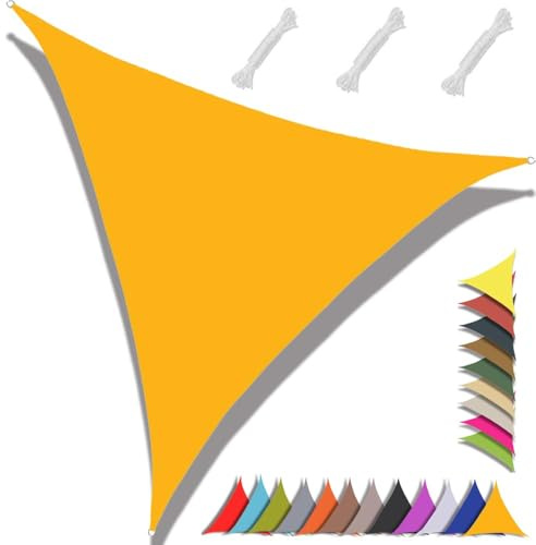 MAJINGC Dreieckiges Sonnensegel 2x2x2m, wasserdichtes Sonnensegel, 95% UV-Schutz, für Garten, Terrasse, Pool, Outdoor, mit Seil, Mango gelb