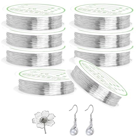 8PCS Volumes of 0.3mm Craft Wire 15 M/Roll Silver Modelling Jewellery Wire Thin Wire for Crafts Wire for Jewelry Making Supplies Diy Crafting Handicraft Hairpin Material Accessories