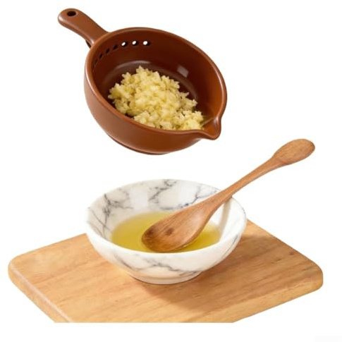 Yuanpgky Handmade Resin Garlic Grater Herb Bowl For Effortless Grating Of Fresh Garlic Herbs Cheese – Kitchen Gadget For Sauce Marinade Garnish Preparation(B)