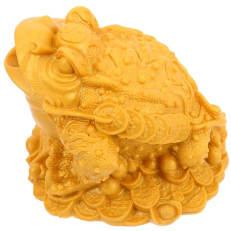 Lurrose Spitting Lucky Money Frog Water Fountain Spout Small Orange Wealth Toad Tea Pet Statue for Home Kitchen Pond Garden Decor