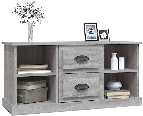 Tomostar Meuble TV, Banc TV Support Télé Armoire de Télévision Sonoma Gris 99,5x35,5x48 cm Bois d'ingénierie