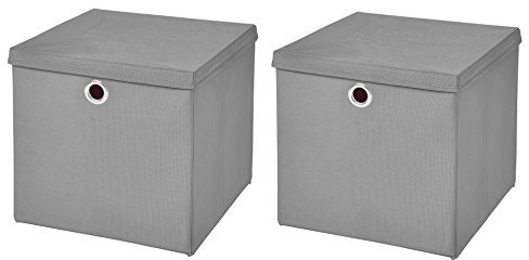 StickandShine 2er Set Hellgrau Faltbox 28 x 28 x 28 cm Aufbewahrungsbox faltbar mit Deckel