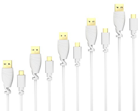 KabelDirekt – 5 x 1 m Cavo Micro-USB (USB 2.0, connettore USB-A a connettore Micro-B, per la Carica e la Sincronizzazione, Bianco)