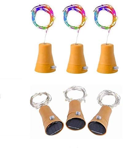 6pcs Led Solar Cork Wine Bottle Fairy Light with 1M Copper Wire Shape Bar lamp for Bottle, Party, Wedding, Festival and Halloween (Colourful)
