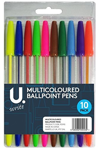Martello Pack of 10 Multicoloured Ball Point Pens