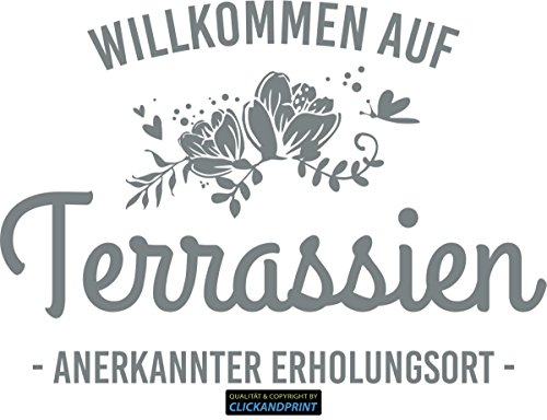 CLICKANDPRINT Aufkleber » Willkommen auf Terrassien, 150x105,0cm, Grau • Wandtattoo/Wandaufkleber/Wandsticker/Wanddeko/Vinyl
