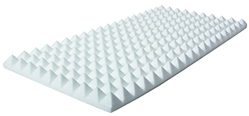 MUSIC STORE Pyramis Absorber, 100x50x5 cm, Hochwertiger Akustikschaum, Basotect, Weiß, Selbstklebend