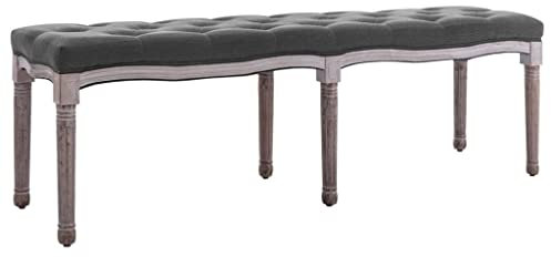 vidaXL Massivholz Bank Luxuriös Sitzbank Flurbank Polsterbank Sitzhocker Betthocker Beistellbank Wohnzimmer 150x40x48cm Hellgrau Leinen