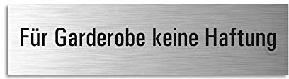 Türschild Für Garderobe keine Haftung Aluminiumschild Edelstahl-Optik 160 x 40 mm selbstklebend No.27171-S