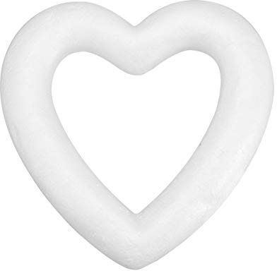 Amosfun Styropor Hohles Herz Formen Schaum Kranz Blumensteckschaum zum DIY Handwerk Bemalen Basteln Filzen Dekorieren 2 Stück (Weiß)