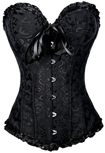 KUOSE Womens Black Basque Body Shaper Overbust Corset Top Plus Size S-6XL