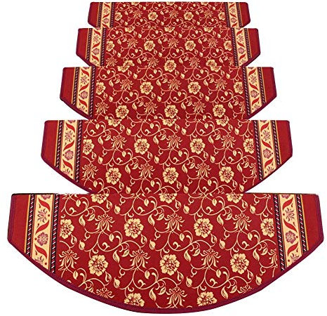 QIANMEI Stufenmatten Treppen-Teppich Halbkreis-Set Läufer Teppiche | Waschbar | Selbstklebend | rutschfest | Schritt Teppich/Matte 5 Größen, 3 Farben (Color : B-100X24, Size : 5pcs)