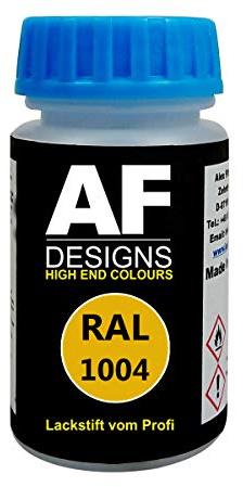 Alex Flittner Designs Lackstift RAL 1004 GOLDGELB glänzend 50 ml Acryl | Hochwertiges Lackstift (lösemittelhaltig) - ideal geeignet für Hobby, Freizeit, Modellbau, Basteln und um Kunststoff - oder