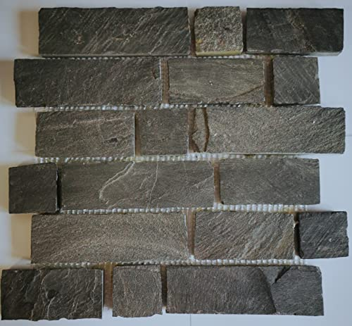 Mosaik Fliese Schiefer Naturstein anthrazit Black für BODEN WAND BAD WC DUSCHE KÜCHE FLIESENSPIEGEL THEKENVERKLEIDUNG BADEWANNENVERKLEIDUNG Mosaikmatte Mosaikplatte | 10 Mosaikmatten