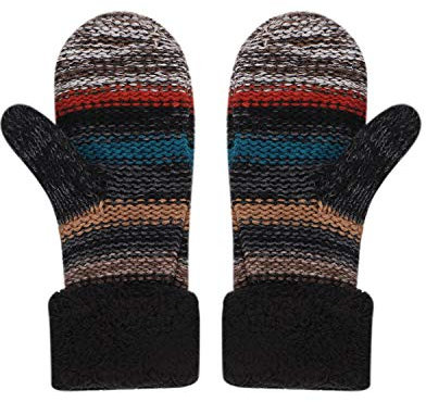 Handschuhe Damen Mädchen Fäustlinge Plüschfutter Strickhandschuhe Winddichte Fausthandschuhe Bunt Gestrickte Damenhandschuhe Warme Winterhandschuhe Handwärmer für Outdoor Sport Skifahren Radfahren