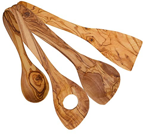 olivenholz, holzlöffel kochlöffel, holz löffel, kochlöffel olivenholz,küchenutensilien holz 3 Set 30 cm mit gratis essolöffel 20 cm,kochlöffel holz, holzlöffel,holzkochlöffel,kochlöffel set