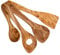 MW Lot de 3 cuillères en bois d'olivier 30 cm avec petite cuillère gratuite 20 cm