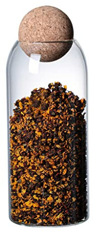 INCETUE 41oz/1200ml Clear Glass Storage Canister with Ball Cork Lid - Airtight Food Container for Coffee, Sugar, Spices, Tea, Biscuits, Pantry & Kitchen Countertop