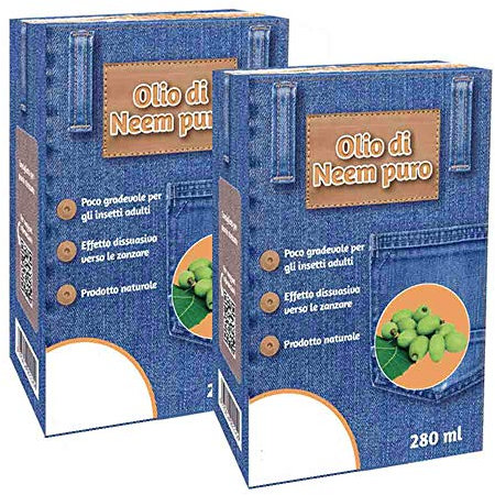 2x Olio di Neem, Insetticida Atossico Naturale - 2x280gr - per Orticole Piante Ornamentali da Frutto Fiori - Fungicida Acaricida Afidi Cimici Pidocchi Ragnetto Cocciniglia Funghi Zanzare