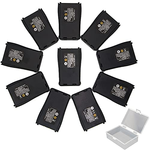 BentMax Walkie Talkie Battery Pack Replacement with Case for Baofeng BF-888S, Arcshell AR-5, Pxton PX-888S Walkie Talkies - Rechargeable 1500 mAh Li-ion Batteries (10 Pack)