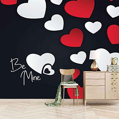 FVGKYS Wandbilder Schlafzimmer Erwachsene Kinder Tapete Plakate 3D Rotes Herz Kunst Selbstklebend Wandgemälde Wandtattoo Kunst Dekoration Für Wohnzimmer Küche Wanddekoration 350x256cm