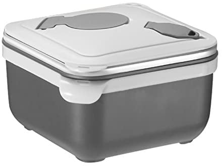 dragonaur-home decor Lunch Bento Box Drain Hole Sealed Square Bento Box Anti-scalding Anti-Overflow Grey L