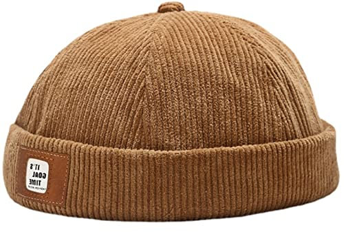 Faringoto Cordmütze Dockermütze für Herren ohne Krempe, khaki, Einheitsgröße