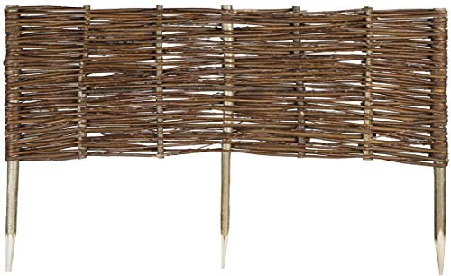 Weide Beeteinfassung 16 Größen ( Höhe: 30 cm Länge: 120 cm ) Weidenzaun Rasenkante aus Weidengeflecht - Garten Beetbegrenzung für Blumen und Gemüse - Steckzaun mit Buchepflöcken für Weg-Abgrenzung