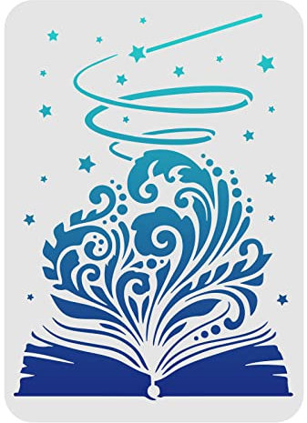 FINGERINSPIRE Magic Book Pochoir Décoration Modèle 29.7X21cm A4 Grand Modèle Réutilisable Peinture Panneaux Bois Craie DIY Artisanat pour Peinture Bois Mur Meubles Décoration de Retour à L'École