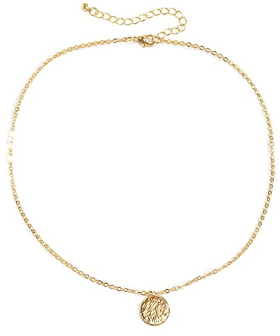 BCughia Halsreif Goldfarben, Kette mit Anhänger Mädchen Vintage Relief Design Abschluss Besondere Damen