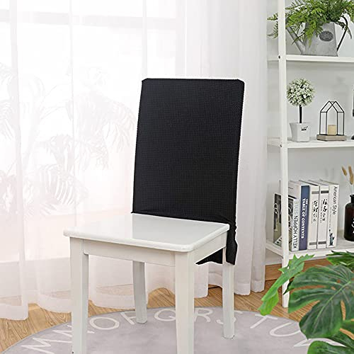 Bestenrose Stuhllehne Stuhlhussen 6er Set Stretch Stuhlrückenabdeckung Jacquard Rückenlehnenbezug mit Rock Stretch Abnehmbare Waschbar Universal Stuhlhussen Rückenlehne für Esszimmer Hotel (Schwarz)