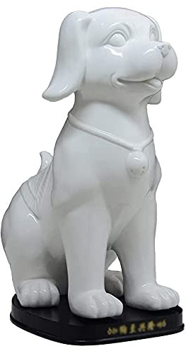 Ornement Ornements en résine Statues décoratives pour la Maison Sculpture Chinoise en céramique Blanche Statue de Chien du Zodiaque Décoration de Bureau Cave à vin Maison Feng Shui Décoration du