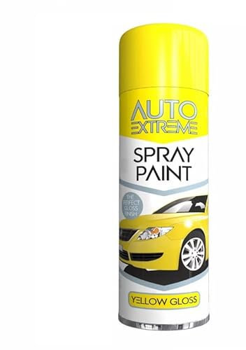 SuperGift.com 250ml All Purpose Aerosol Yellow Gloss Spray Paint Quick Drying Spray, Fast Dry and Excellent Coverage for Car, Van, Wheel, Metal, Plastic and More by Diva Gift