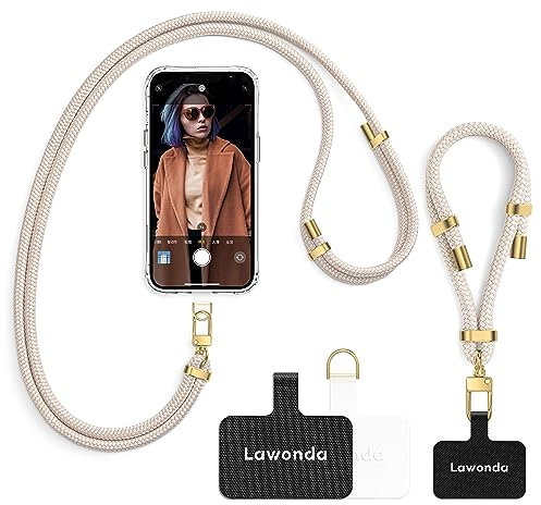 2 Stück Universal Handykette Geeignet für alle Smartphones, Kette zum Umhängen, Einstellbar Schlüsselband, Handyband mit jeder Hülle Kombinierbar für iPhone/für Samsung/Huawei Rosa