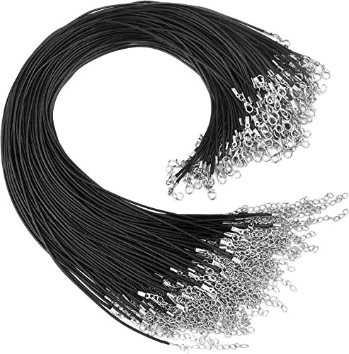 Extra Long 24 inch Waxed Necklace Cord Black Necklace Cord for Necklace Bracelet Jewelry Making (10)