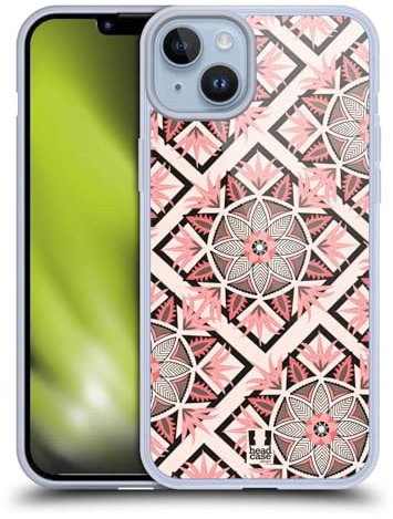 Head Case Designs Pattern Nero E Rosa Cover in Morbido Gel Compatibile con Apple iPhone 14 Plus