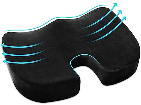 AOLESTAR Memory Foam Sitzkissen: Ergonomisches Sitzauflage Komfort Gelkissen Chair Cushion U-förmig Gelsitzkissen Druckentlastend Stuhlauflage Atmungsaktiv Stuhlkissen für Auto, Büro & Rollstuhl…
