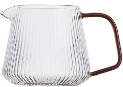 Cafetera de cristal hecha a mano de estilo europeo, tetera for zumo con rayas verticales, tetera for el hogar con asa, taza de leche, salsera conveniente (Size : M)