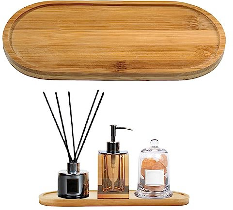 DULSPUE Assiette en Bois,Plateau de Service,Plateau Décoratif,Plateau en Bois Assiette de Diner Ovale en Bois pour Apéritif Desserts Écologique Ovale Décoration Design (17.5 * 8.8CM)