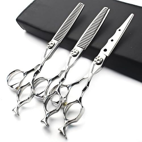 SHARONDS professionelle Friseurschere 6 Zoll Haarschneideschere 440C Salonschere Friseur Effilierschere Set 30-35% Ausdünnungsrate… (Drei Stück Set-B)