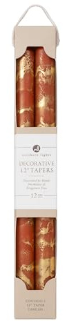 Premium Decorative Tapers - 12 2PK - Terra Cotta w/Gold - 73301