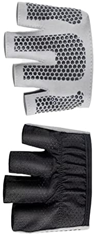 Mikro-Yoga-Handschuhe, Rutschfester Handflächenschutz, Minimalistische Halbhandschuhe, Bequem für Frauen für Körperbalance (Schwarz L 19 cm / 7,5 Zoll)