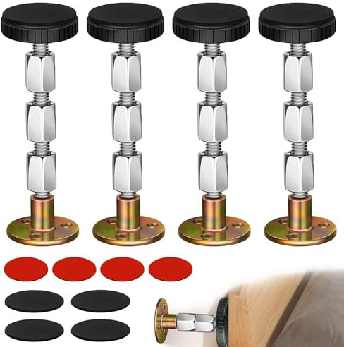 4 Pièces Cadre De Lit Fileté Réglable,27-111mm Butées Et Anti-Tremblement Réglables,Anti-Shake Lit,Cadre De Lit Réglable,Fixation Anti-Tremblement,Support Télescopique pour Lits,Canapés,Tables,Murs