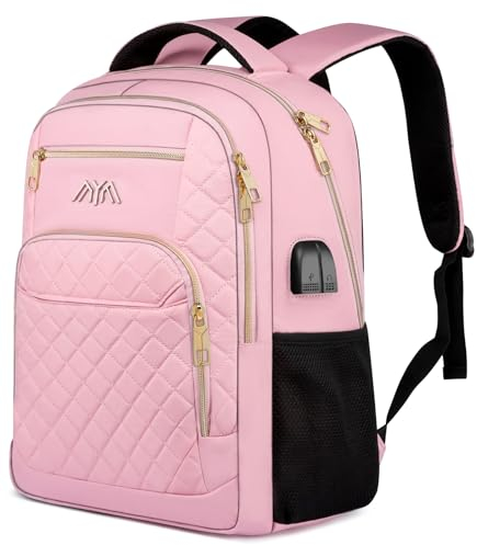 Sac d'école, sac à dos pour ordinateur portable avec port de charge USB, sac durable pour ordinateur portable, Rose vif, 15.6 (39,6 cm), Minimal