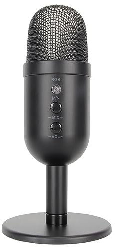 Cyrank Microphone USB De Jeu, Micro à Condensateur Antibruit, Lumière RGB, Micro USB pour Ordinateur De Bureau, avec Traitement De Réverbération