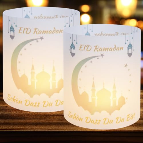Aitsite 12Pcs Ramadan Windlicht Tischdeko Dekoration, Ramadan deko, Ramadan Tischdeko, Ramadan-Dekorationen für Jungen und Mädchen Schön DASS Du Da Bist Geeignet für Teelichter oder Kerzen