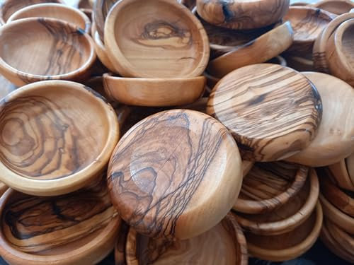 Tubibu DEFORMED Lot de 100 mini bols en bois d'olivier faits à la main en vrac